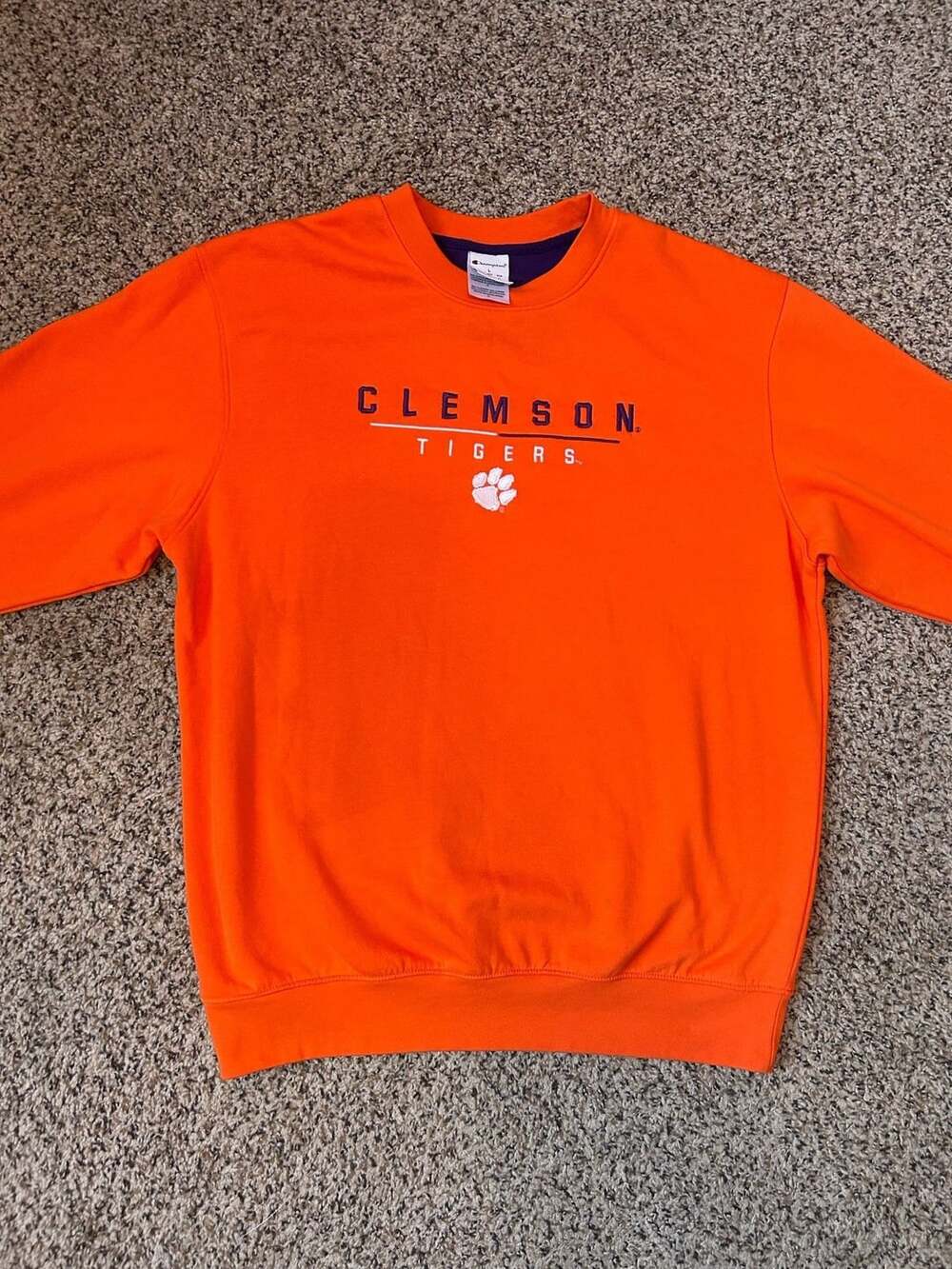 Champion Clemson Tigers Orange Fleece Crewneck Sweatshirt Size L
